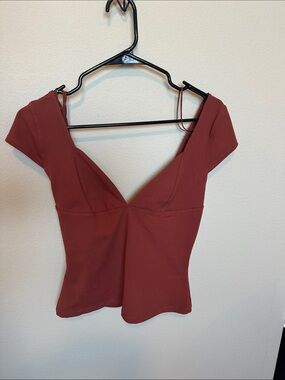 We The Free Rust Red V-Neck Crop Top
